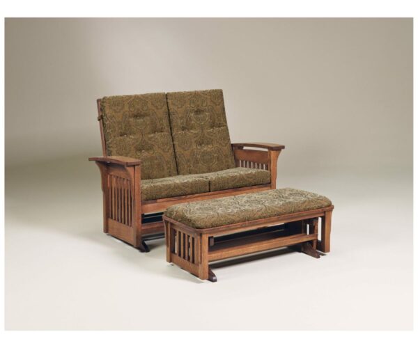 Bow Arm Slat Loveseat Glider